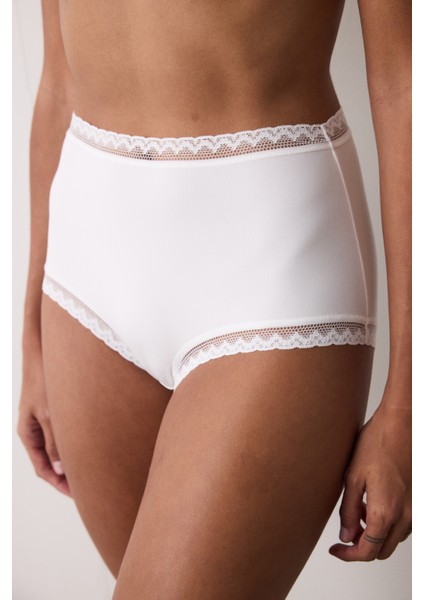 Ekru Easy Trim Yüksek Bel Slip Külot