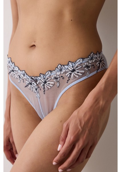 Çizgili Brodeli Normal Bel Brazilian Külot