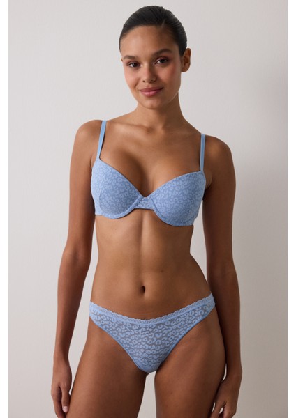 Mavi Daylift Çiçekli Dantelli Balenli Dolgusuz Toparlayıcı Sütyen fiyatları