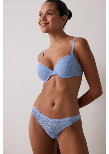 Mavi Daylift Çiçekli Dantelli Balenli Dolgusuz Toparlayıcı Sütyen fırsatları