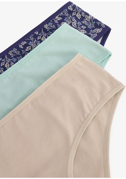 Oceanna 3'lü Yaprak Desenli Pamuklu Düşük Bel Slip Külot indirimleri