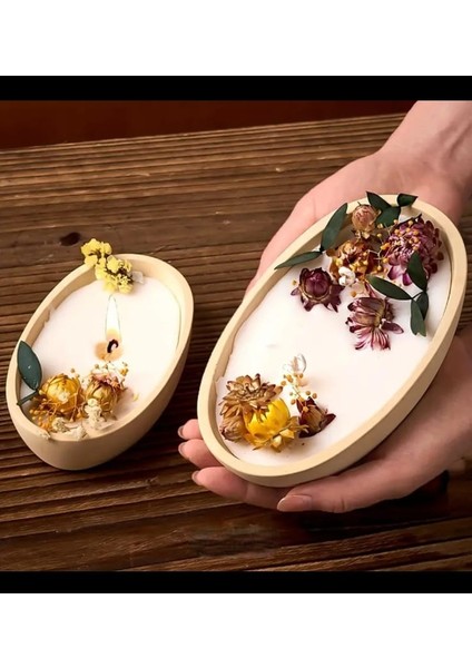 2 Adet Kuru Çiçek ve Kozalaklarla Süslü Dekoratif Sandal Mum Kokulu Doğal Soya Mum Aromaterapi Mum modelleri