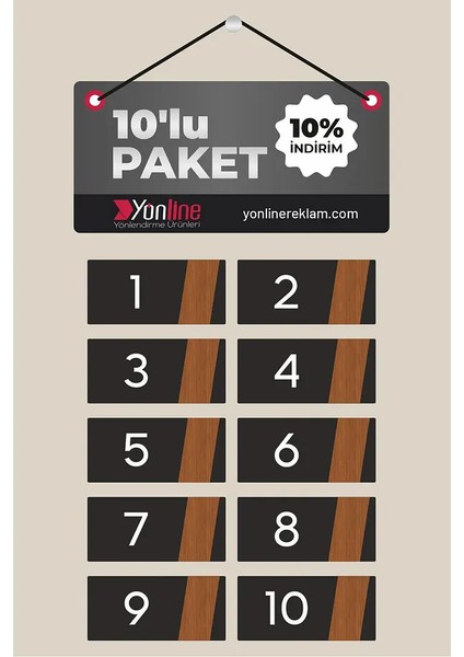 Modern Kapı Numarası 10’lu Set | 15X7 cm | Siyah Pleksi & Ceviz Mdf | Kendinden Yapışkanlı fiyatları
