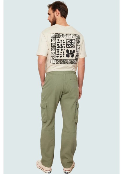 Erkek Pamuk Kargo Pantolon Lastikli Bel Boru Paça Rahat Kalıp Günlük Stil Kaliteli Malzeme