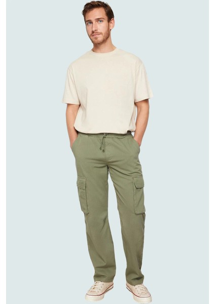 Erkek Pamuk Kargo Pantolon Lastikli Bel Boru Paça Rahat Kalıp Günlük Stil Kaliteli Malzeme modelleri