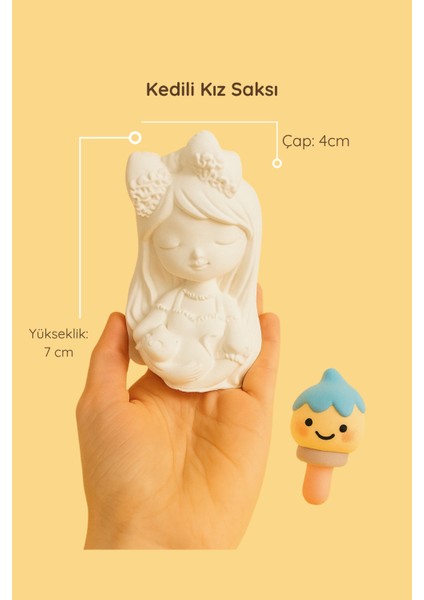 Kedili Kız Saksı – Güçlendirilmiş Beton Tozuyla Üretilmiştir