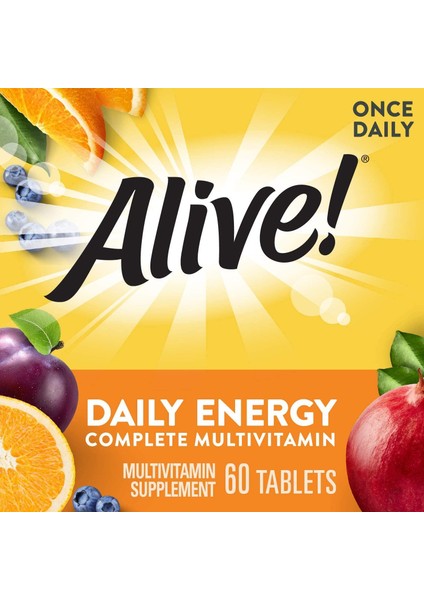 Alive! Daily Energy Complete Multivitamin 60 Tablets High Quality High Potency Once Daily