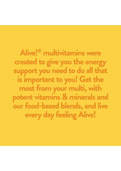 Alive! Daily Energy Complete Multivitamin 60 Tablets High Quality High Potency Once Daily