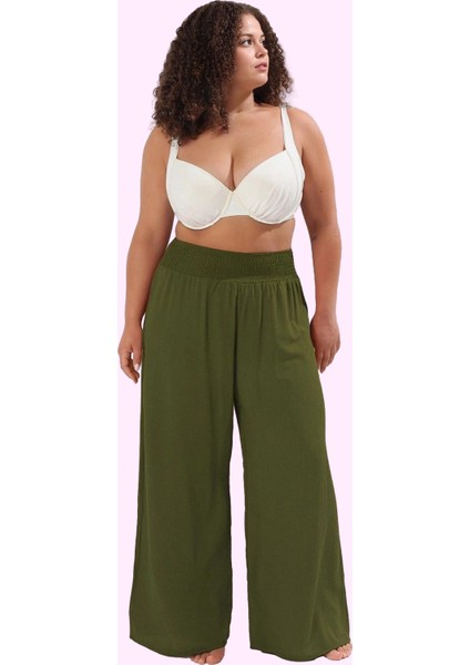 Kadın Büyük Beden Plaj Pantolonu Rahat Yazlık Geniş Paça Yüksek Bel Yaz Aylarının Vazgeçilmezi fiyatları
