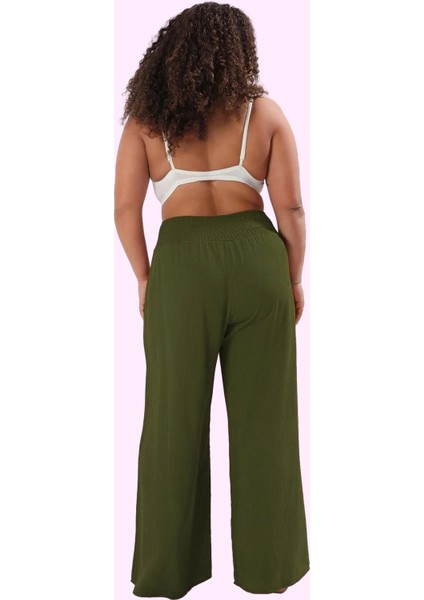 Kadın Büyük Beden Plaj Pantolonu Rahat Yazlık Geniş Paça Yüksek Bel Yaz Aylarının Vazgeçilmezi modelleri