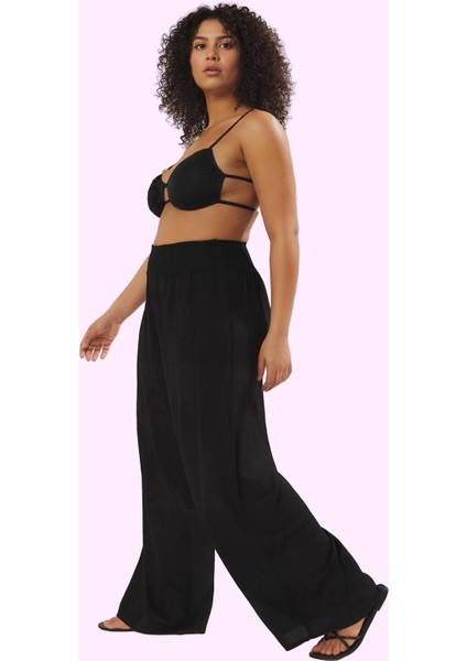 Kadın Büyük Beden Plaj Pantolonu Rahat Yazlık Geniş Paça Yüksek Bel Yaz Aylarının Vazgeçilmezi fiyatları