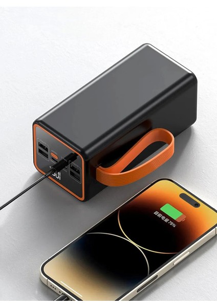 50000MAH Powerbank Hızlı Şarj 22.5W Askılı Şarj Istasyonu LED Işıklı Fenerli 4xusb 1x Type-C/lightning/micro fiyatları