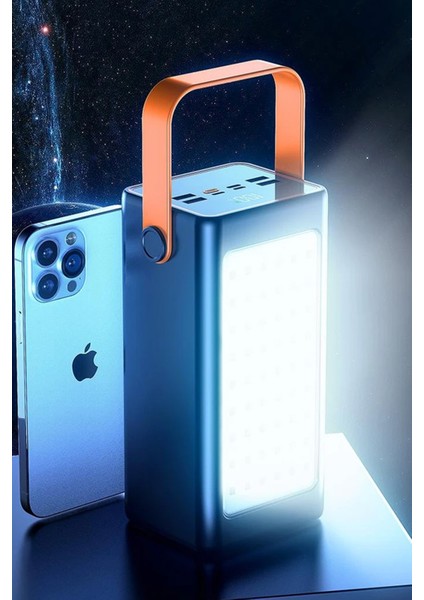 50000MAH Powerbank Hızlı Şarj 22.5W Askılı Şarj Istasyonu LED Işıklı Fenerli 4xusb 1x Type-C/lightning/micro modelleri