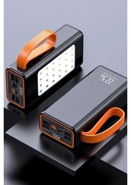 50000MAH Powerbank Hızlı Şarj 22.5W Askılı Şarj Istasyonu LED Işıklı Fenerli 4xusb 1x Type-C/lightning/micro fırsatları