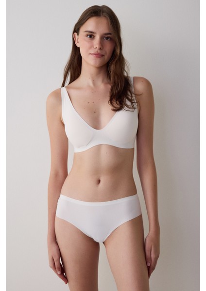 Ekru Fit Çıkarılabilir Kaplı Dikişsiz Balensiz Dekolte Sütyeni