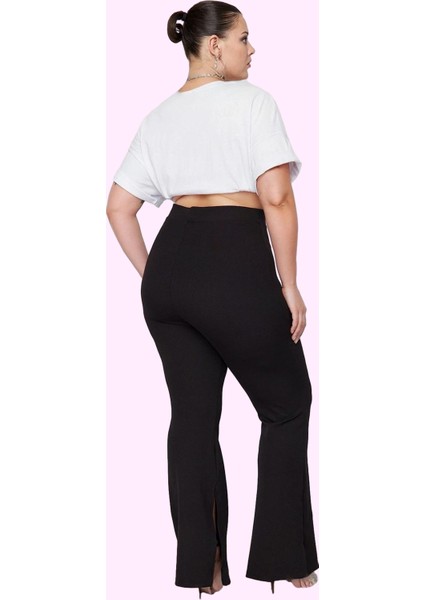 Kadın Flare Pantolon Yüksek Bel Regular Boy Örme Kumaş Günlük Şıklık Yaz Aylarının Vazgeçilmezi modelleri