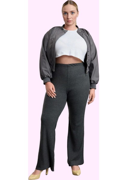 Kadın Düz Desenli Yüksek Bel Flare Pantolon Rahat ve Şık Kışlık Yaz Aylarının Vazgeçilmezi