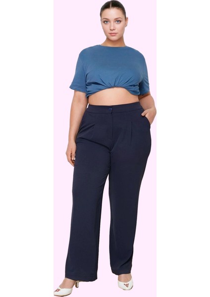 Kadın Geniş Paça Pileli Pantolon Yüksek Bel Fermuarlı Dokuma Kumaş Yaz Aylarının Vazgeçilmezi