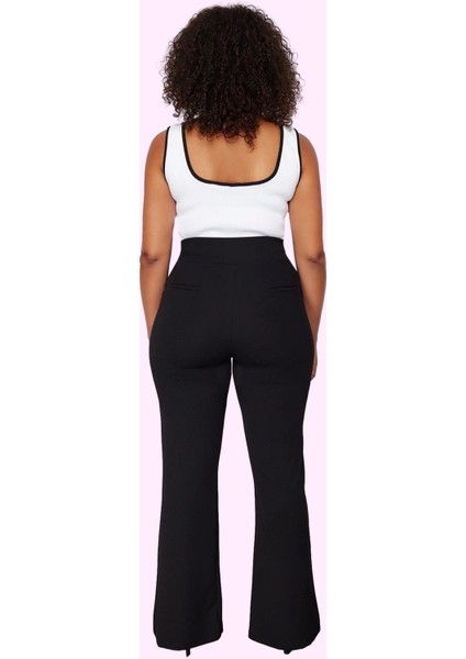 Kadın Düz Desenli Yüksek Bel Örme Flare Pantolon Günlük Stil Hafta Sonu Yaz Aylarının Vazgeçilmezi modelleri