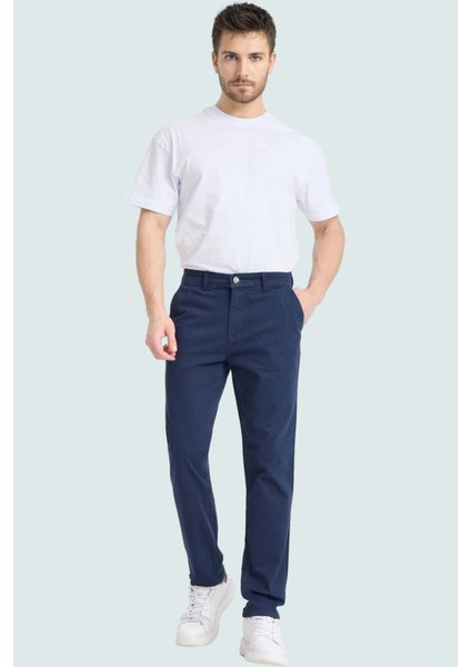 Erkek Günlük Kullanım Için Straight Kalıp Chino Pantolon Esnek Gabardin Kumaş Modern Tasarım