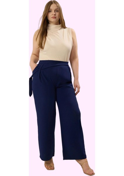 Kadın Geniş Paça Pantolon Polyester Dokuma Kumaş Iş Hayatının Şıklığı Yaz Aylarının Vazgeçilmezi