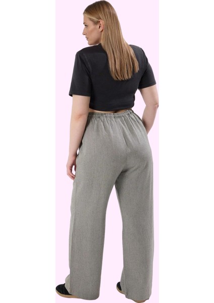 Kadın Relaxed Siluet Geniş Paça Yazlık Pantolon Rahat Kalıp Keten Görünümlü Günlük Kullanım modelleri
