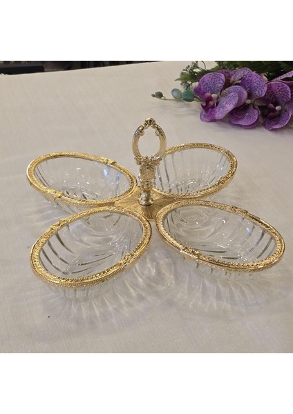 Gold Metal Çerçeveli Dörtlü Çerezlik fiyatları