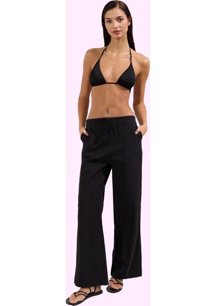 Kadın Pamuk Plaj Pantolonu Rahat Geniş Paça Tasarım Yazlık Günlük Kombinler Kaliteli Malzeme