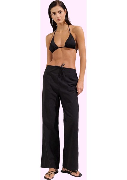 Kadın Pamuk Plaj Pantolonu Rahat Geniş Paça Tasarım Yazlık Günlük Kombinler Kaliteli Malzeme fiyatları