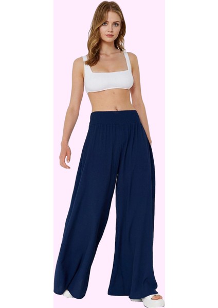 Kadın Yazlık Crinkle Dokuma Geniş Paça Pantolon Rahat ve Şık Günlük Kullanım Modern Tasarım fiyatları