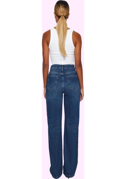 Kadın Pamuk Denim Geniş Paça Jean Pantolon Yüksek Bel Günlük Şıklık Yaz Aylarının Vazgeçilmezi modelleri