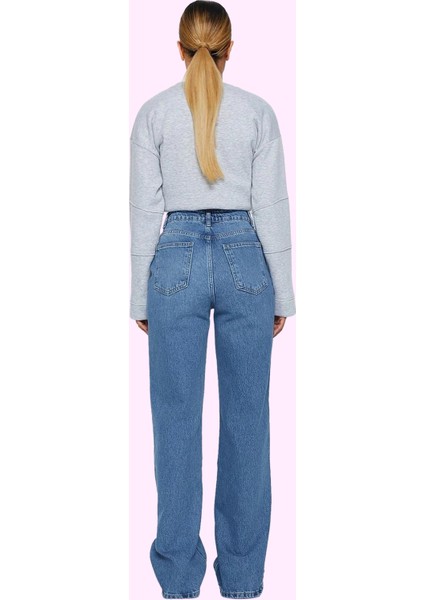 Kadın Pamuk Denim Geniş Paça Jean Pantolon Yüksek Bel Günlük Şıklık Yaz Aylarının Vazgeçilmezi modelleri