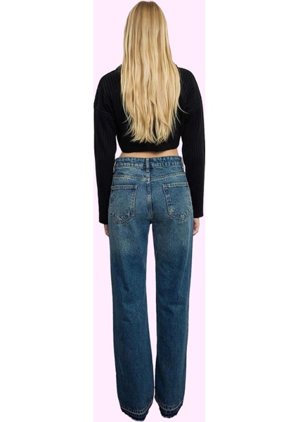 Kadın Pamuk Wide Leg Jean Yırtık Detaylı Rahat Günlük Kombinler Yaz Aylarının Vazgeçilmezi modelleri