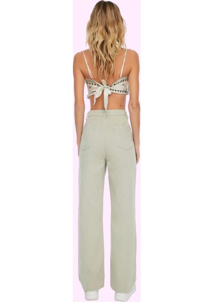 Kadın Pamuk Denim Jean Pantolon Basic Yüksek Bel Geniş Paça Yaz Aylarının Vazgeçilmezi modelleri