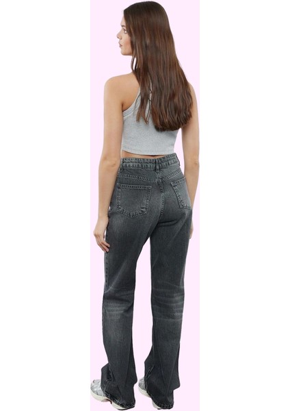 Kadın Pamuk Denim Jean Pantolon Yüksek Bel Geniş Paça Rahat Kalıp Yaz Aylarının Vazgeçilmezi modelleri