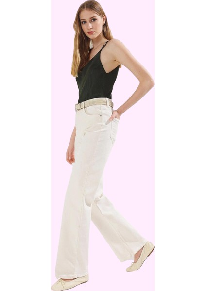 Kadın Leopar Desenli Denim Pantolon Yüksek Bel Wide Leg Rahat Günlük Kullanım Modern Tasarım fiyatları