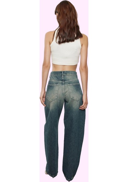 Kadın Pamuklu Denim Jean; Yüksek Bel Geniş Paça Baggy Günlük Kombinler Yaz Aylarının Vazgeçilmezi modelleri