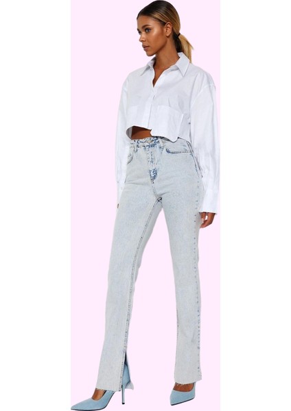 Kadın Denim Flare Jean Yüksek Bel 5 Cep Esnek Günlük ve Şık Kombinler Yaz Aylarının Vazgeçilmezi fiyatları