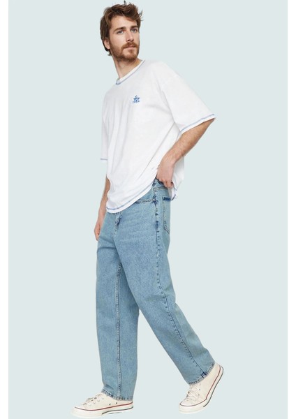 Erkek Pamuklu Denim Pantolon Yüksek Bel Geniş Paça Günlük Stil Hafta Sonu Kaliteli Malzeme fiyatları