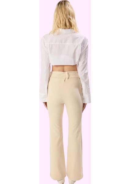 Kadın Düz Desen Geniş Paça Pantolon Yüksek Bel Beli Lastikli Rahat Günlük Kombin Hafta Sonu modelleri