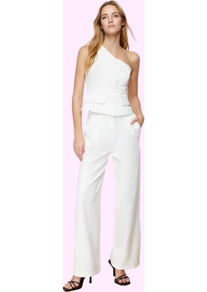 Kadın Regular Pantolon Finike Dokuma Kumaş Casual Stil Rahat Kesim Yaz Aylarının Vazgeçilmezi fiyatları