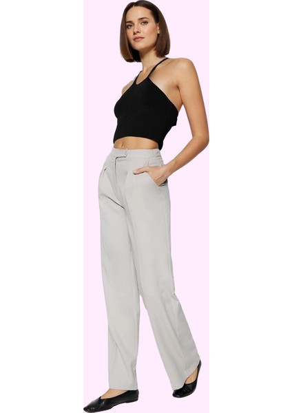 Kadın Regular Pantolon Finike Dokuma Kumaş Casual Stil Rahat Kesim Yaz Aylarının Vazgeçilmezi fiyatları