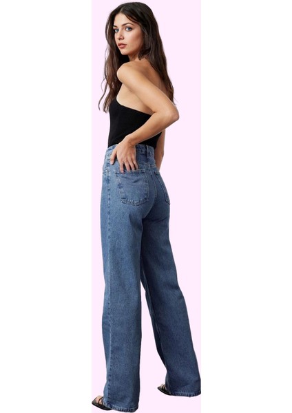 Kadın Pamuk Denim Wide Leg Jean Yüksek Bel Rahat Günlük Stil Hafta Sonu Yaz Aylarının Vazgeçilmezi modelleri