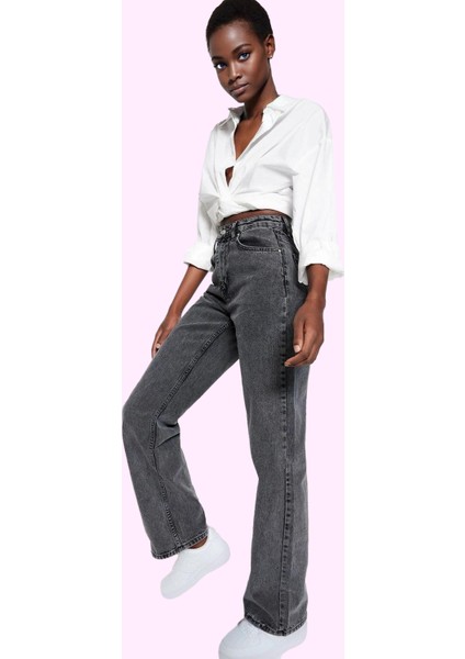 Kadın Pamuk Denim Wide Leg Jean Yüksek Bel Rahat Günlük Stil Hafta Sonu Yaz Aylarının Vazgeçilmezi fiyatları