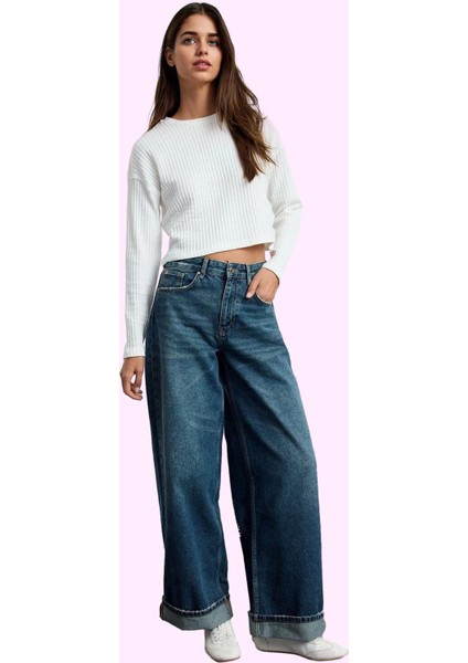 Kadın Pamuk Denim Kot Pantolon Normal Bel Baggy Geniş Paça Günlük Kullanım Kaliteli Malzeme fiyatları