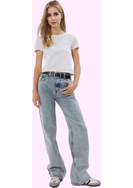 Kadın Denim Pamuk Geniş Paça Jean Pantolon Yazlık Kombin Günlük Kullanım Dayanıklı Malzeme