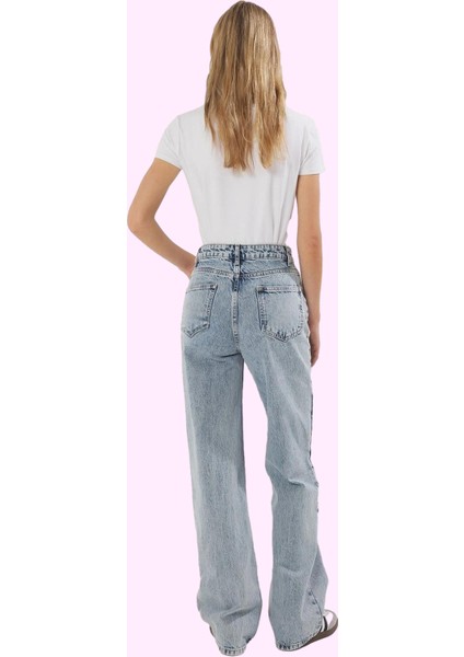 Kadın Denim Pamuk Geniş Paça Jean Pantolon Yazlık Kombin Günlük Kullanım Dayanıklı Malzeme modelleri