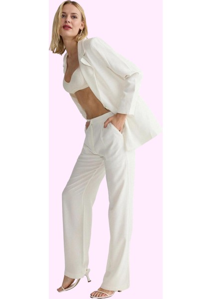 Kadın Yüksek Bel Straight Kalıp Geniş Paça Pantolon Pamuk Yazlık Yaz Aylarının Vazgeçilmezi