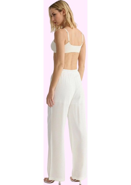 Kadın Yüksek Bel Straight Kalıp Geniş Paça Pantolon Pamuk Yazlık Yaz Aylarının Vazgeçilmezi modelleri