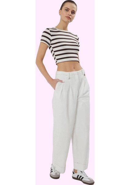 Kadın Pamuk Regular Pantolon Geniş Paça Wide Leg Günlük Stil Hafta Sonu Yaz Aylarının Vazgeçilmezi